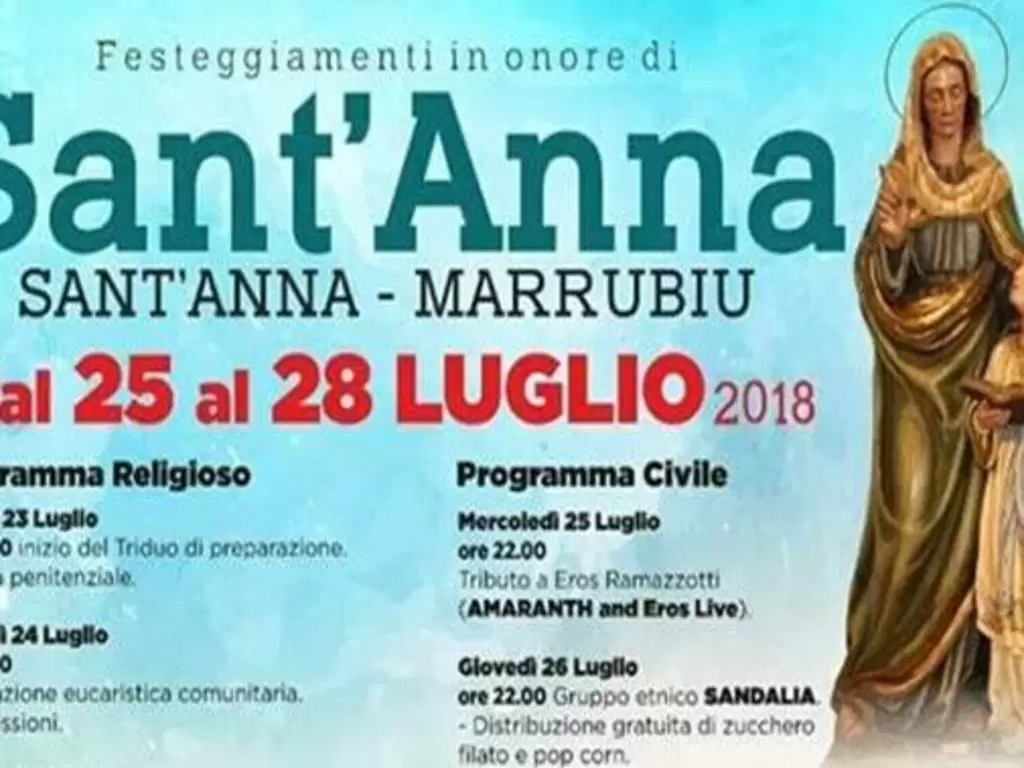 FESTA DI SANT'ANNA, IL PROGRAMMA - Ruvesi.it