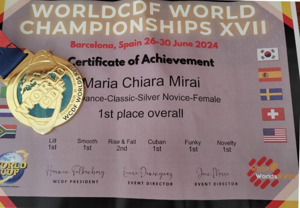 Maria Chiara Mirai campionessa mondiale danza