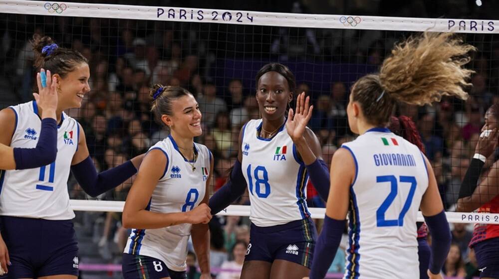 L’Italvolley in campo ieri. Da sinistra Anna Danesi, Alessia Orro, Paola Egonu e Gaia Giovannini – Foto federvolley.it