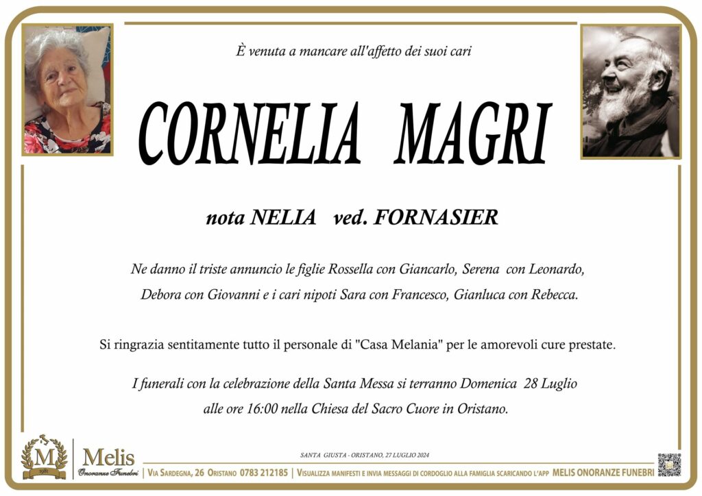 CORNELIA  MAGRI – NOTA NELIA VED. FORNASIER