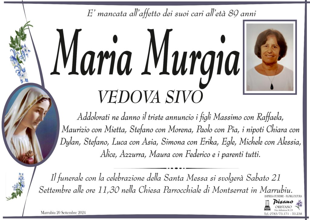 MARIA MURGIA Vedova SIVO