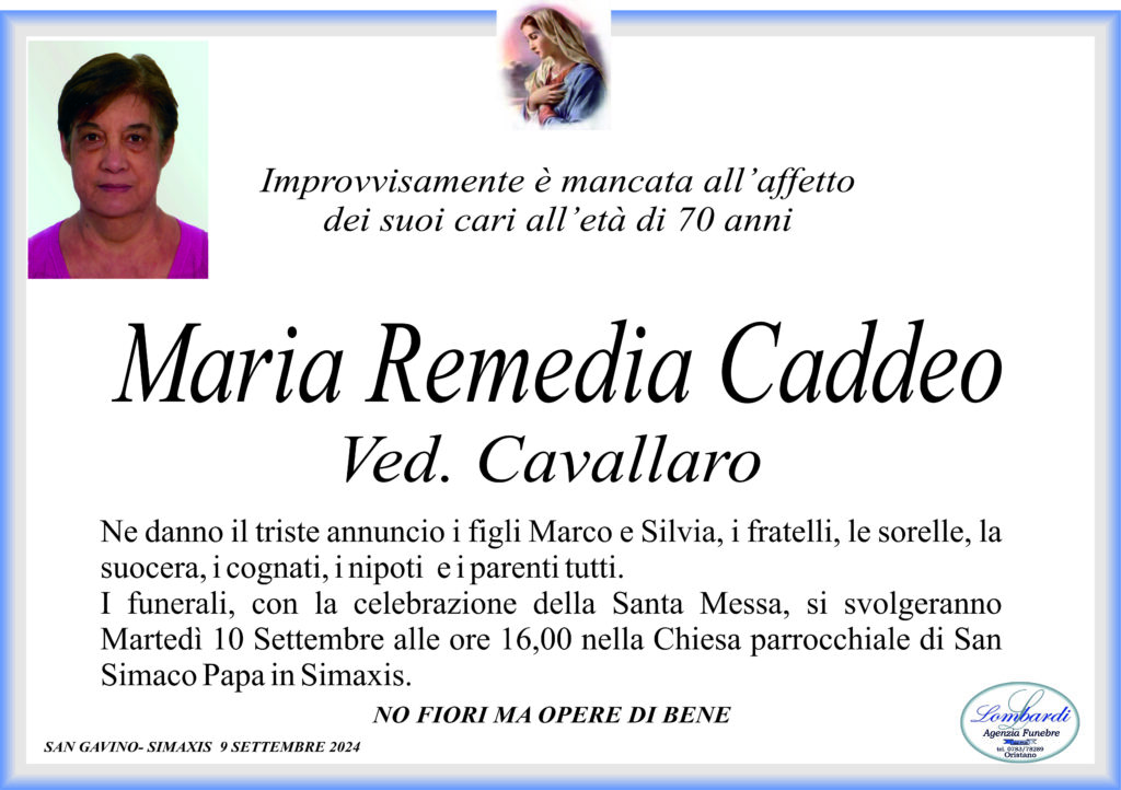 MARIA REMEDIA CADDEO ved. CAVALLARO